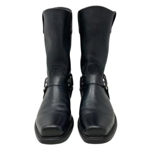 Santa Fe Boot Co. Black Leather Harness Boots Size 9.5 - Picture 5 of 8